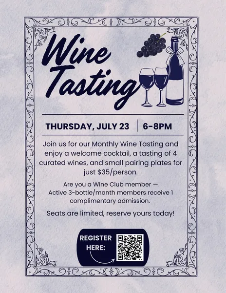 July Monthly Wine Tasting